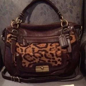 COACH KRISTIN PINNACLE HAIRCALF OCELOT LEATHER LAILA SATCHEL 19956 ***RARE***